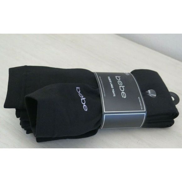 bebe Women's Size L/XL Black Fleece Lined Footless Tights, 2 Pairs - Picture 7 of 8